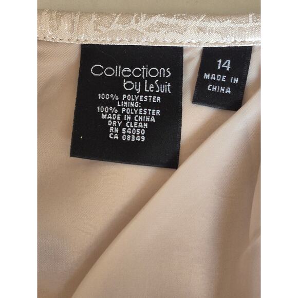 VTG Women Sz14 Brocade Le Suit Skirt Suit Ivory Bow Lined Luxury Old Money Chic - Picture 2 of 13